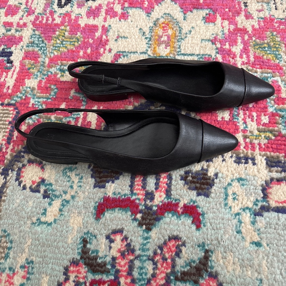 H & M Black Flat Slingback Shoes Size 39